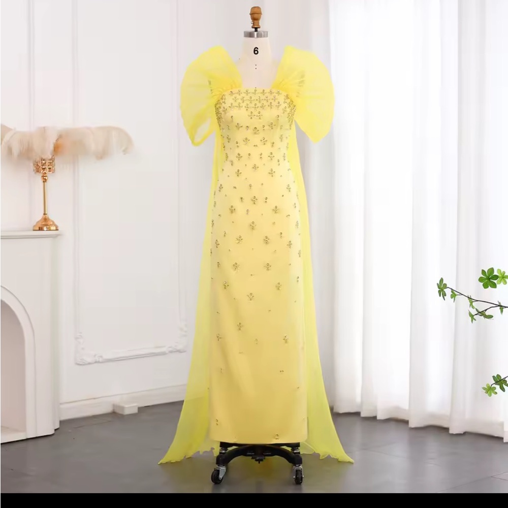 Elegant Yellow Gown with Embellishments